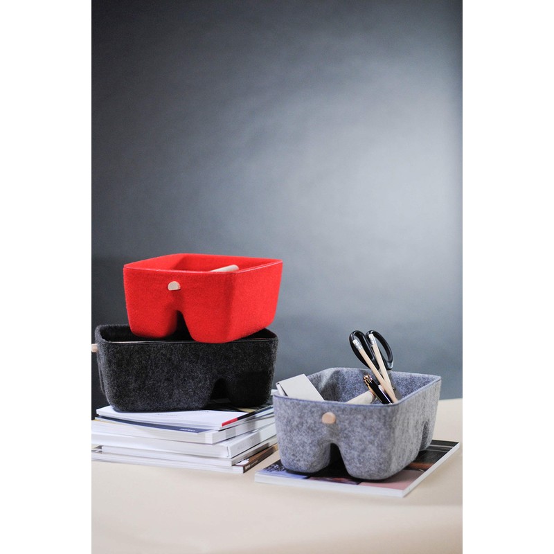 Pieperconcept KATA Mini Accessory Table Storage Basket Felt Look Anthracite