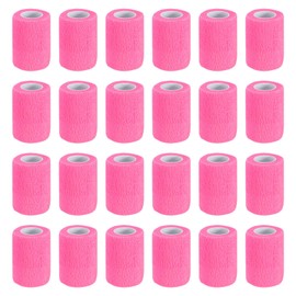 PATIKIL Self Adhesive Bandage Wrap 177" x 3", 24 Pcs Elastic Self Adherent Self Breathable Wrap Tape for Sport Stretch Athletic Wrist Ankle Outdoor Tape, Bright Pink