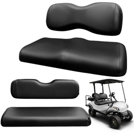 PZWLI 4PCS Golf Cart Seat Covers Kit,Front and Rear Seat Cover for Yamaha Drive/Drive 2 Standard Seat Cushion,Smooth and Simple Style, Waterproof Replacement Seat Cover(Black)
