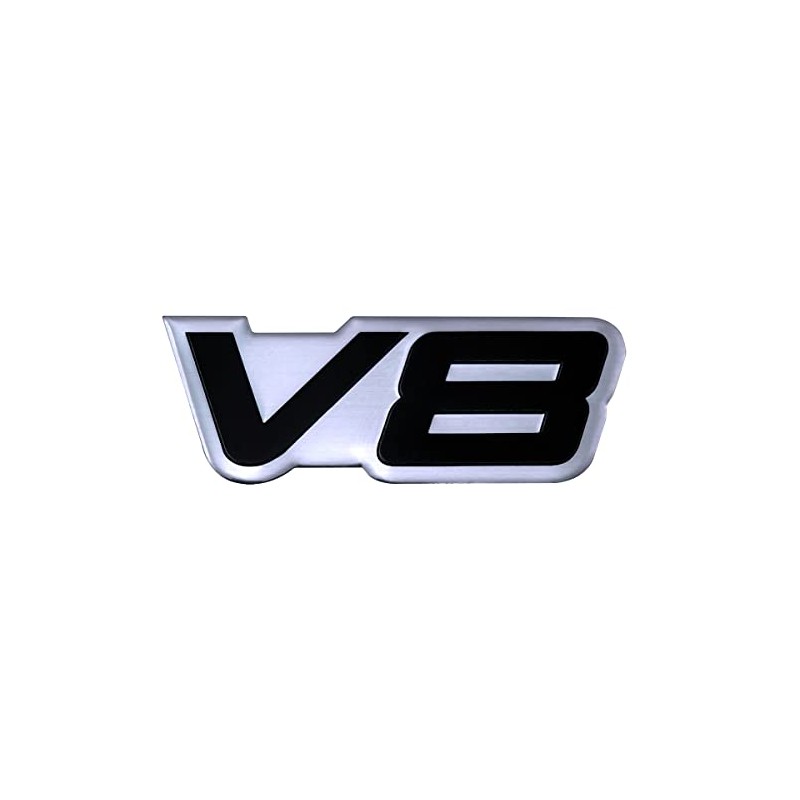 ERPART V8 Embossed Black on Silver Highly Polished Real Aluminum