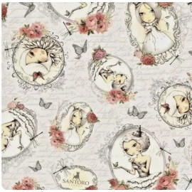 Quilting Treasures Cameo Girls on Script Mirabelle La Vie En Rose by Santoro Quilting Treasure BTFQ