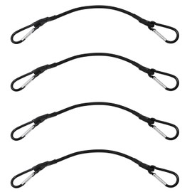 Maxmoral 4PCS Stretchy Ropes with Mountaineering Buckle 12 Inch Black Heavy Duty Stretch Cord Campervan Elasticated Bungee Cord Tent Fixing Rope Table and Chair Organiser Luggage Strap
