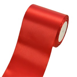 ZOOYOO 4 Inch x 24 Yards Red Thick Ribbon, Wide Satin Ribbon, Large Red Ribbon for Making Bow, Present Wrapping, Cuttings Ceremony, Wedding Chairs Pageant Sashes, Christmas Festival Decor