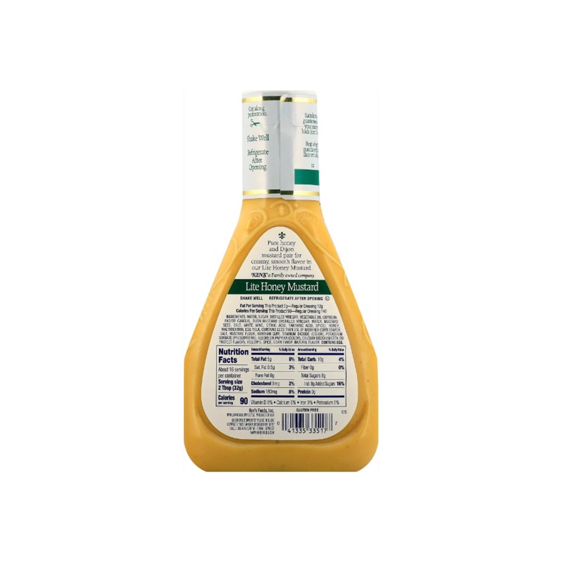 Ken's Steak House Honey Mustard LITE Dressing 16 oz.