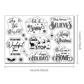 arriettycraft Merry Christmas Sentiment Clear Stamps for Card Making Let it Snow Xmas Blessing Words Rubber Stamps Journaling and Scrapbooking Paper Crafting DIY