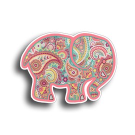 Elephant Sticker Pink Paisley Vinyl Automotive Car Truck Vehicle Die Cut Decal Indoor & Outdoor Use