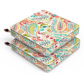 LVTXIII Patio Chair Cushions 22"x22"x3", Water-Repellent Outdoor Seat Cushions for Patio Furniture, Square Chair Pads with Ties for Home Garden Decoration, Set of 2, Pretty Paisley