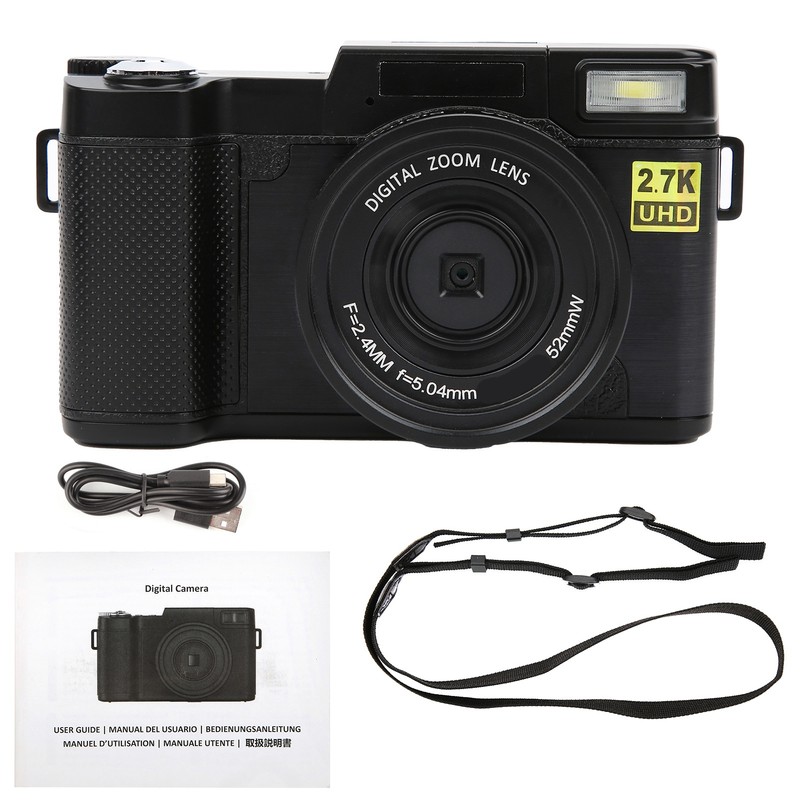 Digital Camera 3in LCD Screen 180 Degree Rotation 2.7K 30MP