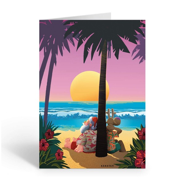 Tropical Sunset Christmas Card - 18 Beach Tropical Christmas Cards and Envelopes … (Standard)