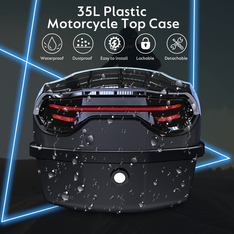 LESANM 35L Motorcycle Top Case, Motorcycle Daily Tail Box Trunk