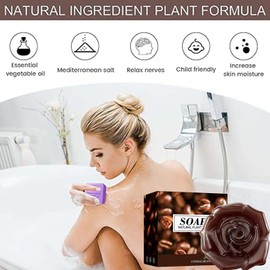 Boxiatil Solid Soap Coffee - Natural Soap with Essential Oils for Deep Cleansing, Natural Soap for Hair Face Body, Handmade Soap Pieces, Ideal for Bathing, Showering & Washing
