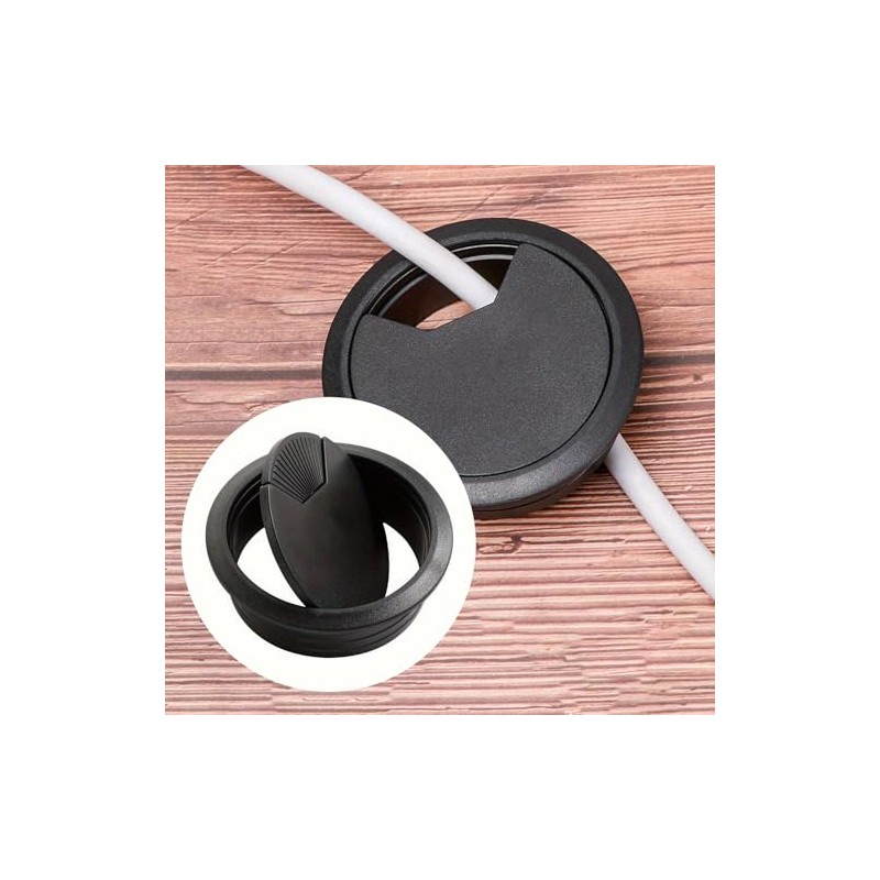 2 Pcs 60mm Desk Cable Grommets - Black Desk Cord