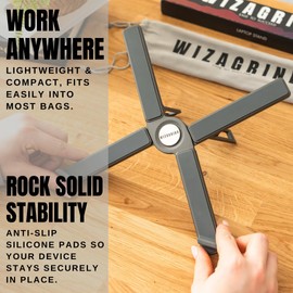 WIZAGRIND Portable Aluminium Laptop Stand - Foldable & Lightweight & Adjustable Riser for Desk & Travel, for MacBooks & Other Laptops