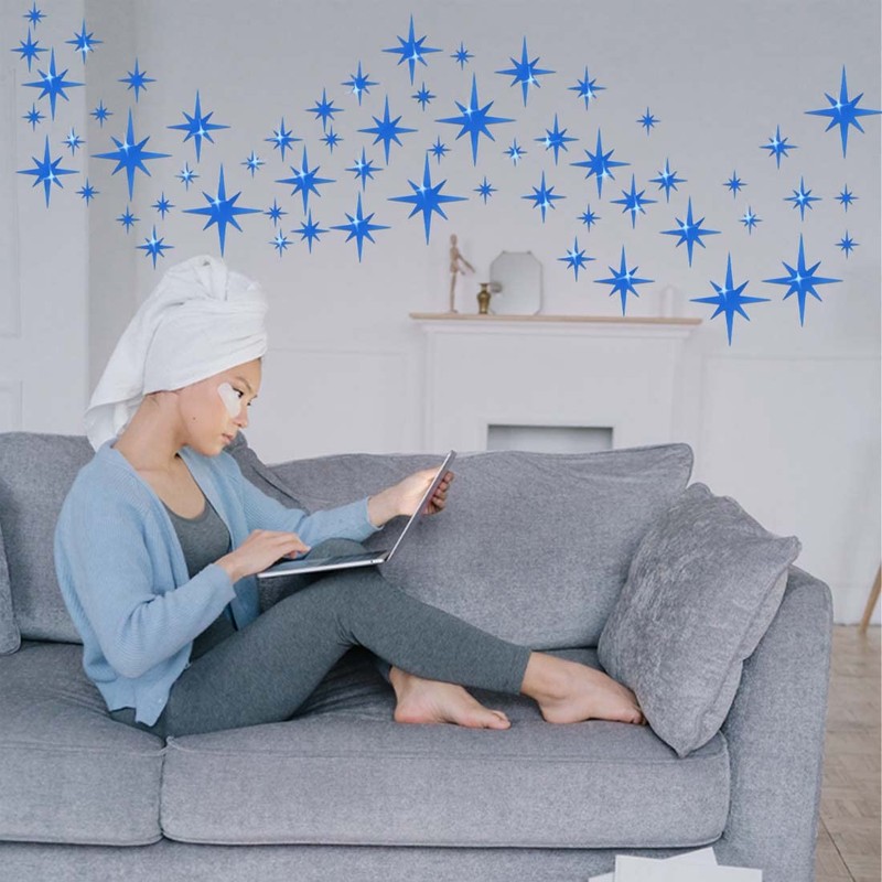ELANE 100 Pcs Acrylic Mirror Wall Stickers, Star Decor for