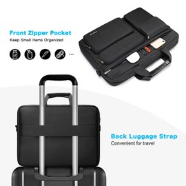 MOSISO Laptop Shoulder Messenger Bag Compatible with MacBook Air 15 inch M2 A2941 2023/Pro 16 2023-2019, 15-15.6 inch Notebook with 2 Raised&1 Flapover&1 Horizontal Pocket&Handle&Belt, Black