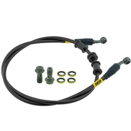 Fewfuss Motorcycle Hydraulic Brake Oil Hose - 28 28 Degree M10 Braided Steel Brake Clutch Oil Line Pipe for Dirt Bike Enduro Motocross Black 1100mm/43.31"