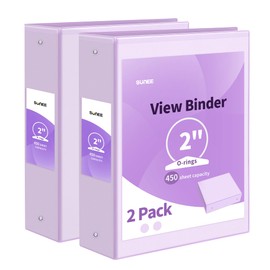 SUNEE 3 Ring Binder 2 Inch 2 Pack, Clear View Binder Three Ring PVC-Free (Fit 8.5x11 Inches) for School or Office Supplies, Purple