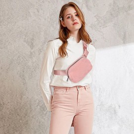 Gitus Fleece Belt Bag Sherpa Fanny Pack Crossbody Bags for Women Fashion Waist Packs with Adjustable Strap for Gym Travel Hiking Running Trending Gifts for Teen Girls Women Men (Light Pink)