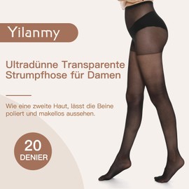 Yilanmy Pack of 6 Tights for Women 20 Denier Transparent Matt High Waist Tights, black
