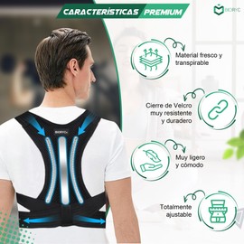 BIORYC ® Premium Adjustable Posture Corrector + Gift Bag | Our Posture Corrector for Men and Women Allows Back and Sore Throat Relief (Medium)