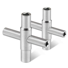 HAUTMEC 4 Way Sillcock Water Key Set 2 Pack, 1/4", 9/32", 5/16", 11/32" Steel Multi-Function Utility Key for Sillcocks Faucets Valves Spigots PL0028-2