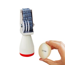 Homvik Egg Date Stamp, German with Monthly Abbreviation, Egg Marking, 4 mm Date Rubber Stamp, for Chickens, Ducks, Geese and Turkey Eggs