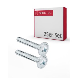 Gedotec Furniture Screws M4 Galvanised Steel - H10644 | Pack of 25 - Handle Screws for Furniture Handles | Furniture Connectors - M4 x 50 mm | Threaded Screws - Furniture Handle Screws - Connecting