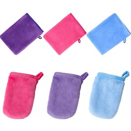 Pack of 6 Wash Cloths Cotton Wash Mitts Terry Cloth Face Wash Mitts Terry Cloth Body Microfibre Wash Cloth for Bathing and Facial Cleansing