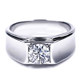 TIANYU GEMS 1.0 Ct Moissanite Engagement Ring S925 Sterling Silver White Gold Plated DF Color VVS Clarity Round Brilliant Cut Moissanite Wedding Bands Men's Anniversary Promise Ring