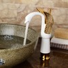 BWE Swan Faucet Single Handle Single Hole Withe with Gold