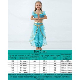 Atorcher Jasmin Princess Costume for Girls, Sequins Princess Costume Dress for Children