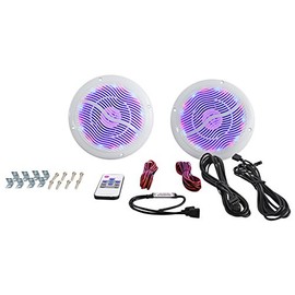 Rockville Rmc65lw 6.5" 600W 2-Way White Marine Speakers with Multi Color LED + Remote