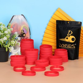 LVNRIDS 30 PCS Silicone Bracelets Wristbands for kid, Sports Rubber Elastic Wristband Bracelet for Party Decorations Favors Set Pack Red