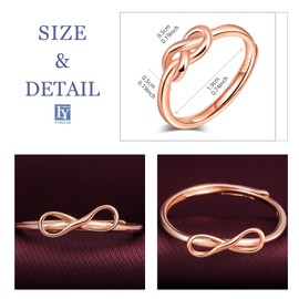 Yumilok Women's Ring Adjustable Anniversary Ring Infinity Partner Rings Finger Ring Midi Ring Trust Ring Silver 925 for Women Girls Rose Gold, Sterling Silver, Cubic Zirconia