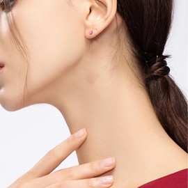 TGNEL 6mm Sparkle Titanium Earrings Studs | Dainty Simulated Opal Stud Earrings Hypoallergenic for Women Sensitive Ears