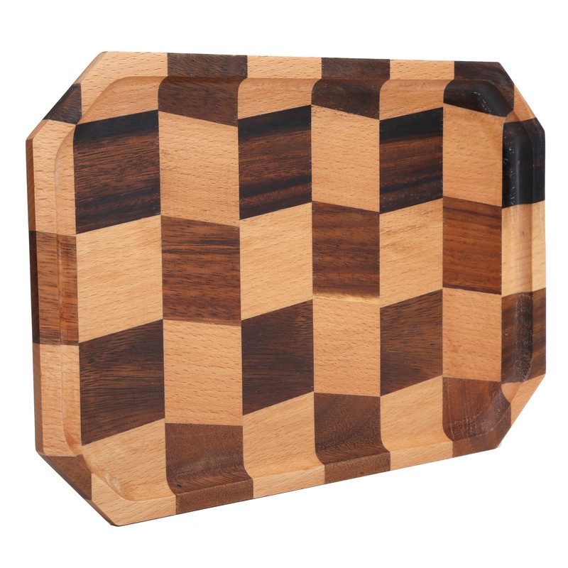 Wood Fruit Dishes Wooden Tea Dessert Tray Grid Pattern Rectangular