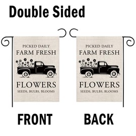 PWHAOO Flower Market Garden Decor Picked Daily Farm Fresh Flowers Seeds Bulbs Blomms Garden Flag Fresh Flower Lover Gift (Farm Fresh F)
