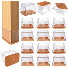 24 Pcs Chair Leg Floor Protectors for Hardwood Floors Rectangle Silicone Covers to Protect Wood Tile Floors Felt Pads Furniture Leg Caps Non-Slip Reduce Noise (Fit L:1.12'' to 1.5'', W:0.75'' to 1'')