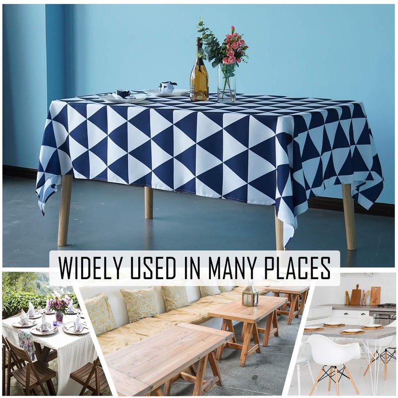 WedDecor 60 x 84 Inch Geometric Triangles Tablecloth Rectangle, Waterproof
