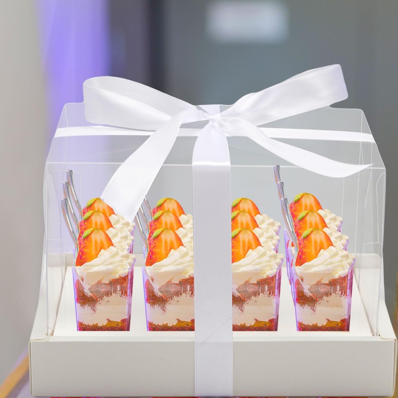 Kritkin 10 Sets Square Dessert Shooter Cup Transport Boxes with