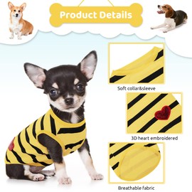 Preferhouse Pet Dog Striped T-Shirt Dogs Cats Cotton Vest Spring Summer Pet Apparel Tee Shirt Suitable for Small and Medium Large Pets French Bulldog Bichon