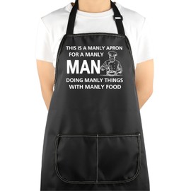 VAMSII Cooking Baking Gift This Is A Manly For A Manly Man Apron With Pockets Chef Kitchen Gift BBQ Housewarming Gift (Manly For A Manly Man A C)