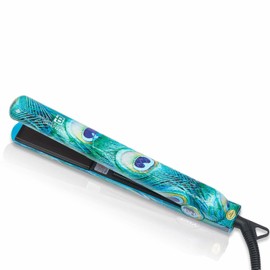 Brilliance New York - 1.25" Smooth Pro Ceramic Iron, Straightens & Curls w/Adjust. Temp, Features Negative Ions & FIR Technology, Dual Voltage, Peacock