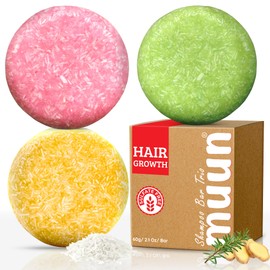Ginger Rosemary & Rice Water Shampoo Bar Pack 3 - Hair Growth, Thickening, Strengthening, Anti Hair Loss, Volumize & pH Balanced - Sulfate & Silicone Free For All Hair Type