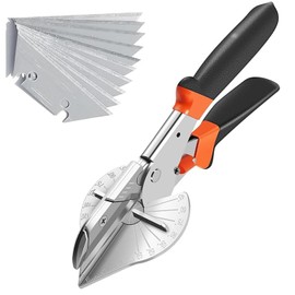 1 Pack Miter Shears, Spacer Shears, Industrielle Winkelscheren, 45 bis 135 Grad Mehrwinkel-Trimmer zum Schneiden von Kork, Kunststoff, PVC, 10 Ersatzklingen
