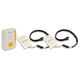 Secure Wireless Caregiver Pager with Two Patient Nurse Call Buttons - Safety Aid for Elderly, Bedridden, Pregnant, Therapy - Vibrate, Melody, Alarm Alert Functions