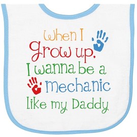 inktastic Mechanic Like Daddy Baby Terry Cloth Bib White and Light Blue 2457a