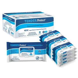 TENDERProtect Gentle Aloe Lanolin Skin Cleaning Wipes 50 Count Extra Large Hypoallergenic