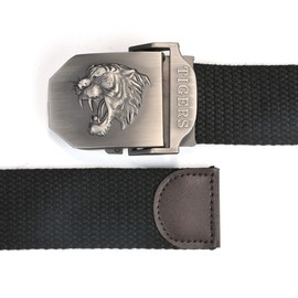 Faleto Mens Canvas Web Military Belt Outdoor Tactical Danger Tiger's Head Buckle Thicken Belts Black