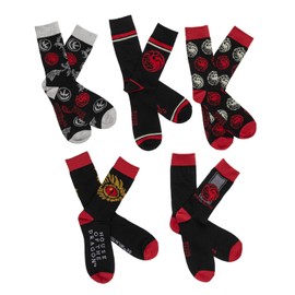 HYP House of The Dragon Taragaryen Men's Assorted 5-Pack Crew Length Socks, Multi, One Size